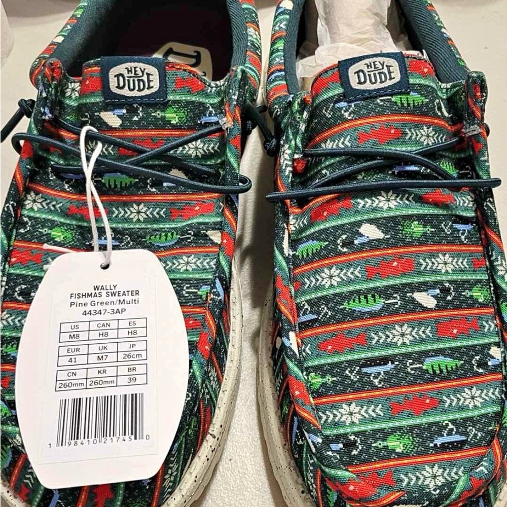 Hey Dude Men’s Wally Fishmas Sweater Slip-On Shoes - Size 8